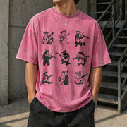 Animals Playing Music Vintage Washed T-Shirt in Red