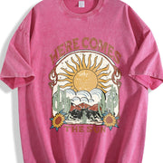 Loose Basic Alphabets Vintage Washed T-Shirt in Red