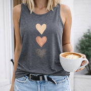 Three Hearts Women's Color Cotton Tank Top in Gray
