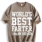 World's Best Farter I Mean Father vintage washed oversized T-shirt in Brown