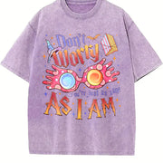 Magical Glasses Wizard Movie Vintage Washed T-Shirt in Purple
