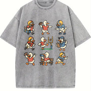 Silly Goose Football Vintage Washed T-Shirt in Gray