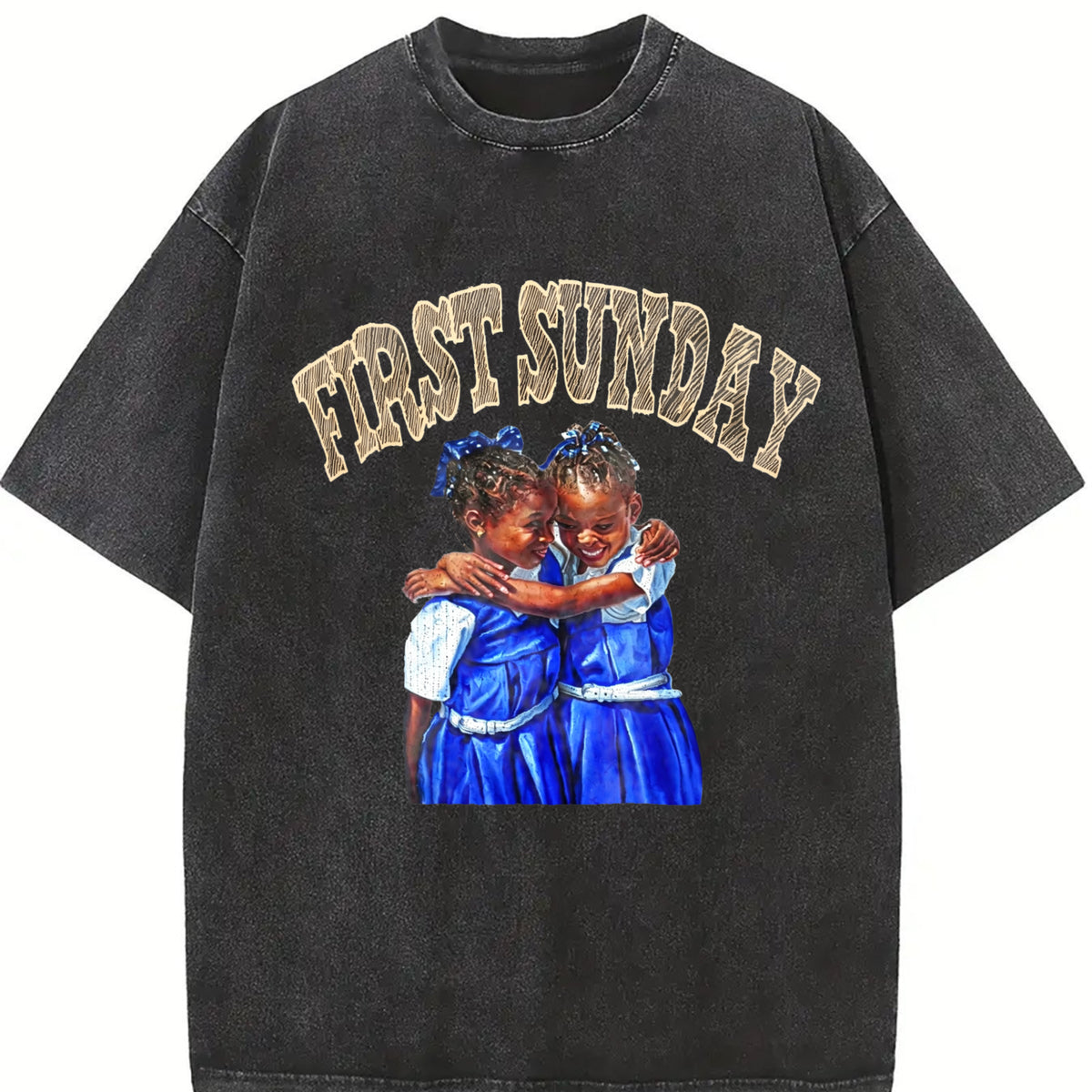 First Sunday Friendship Vintage Washed T-Shirt in Black