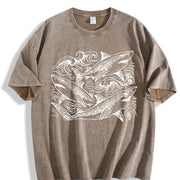 Sharks ® Ocean 90s Vintage Washed T-Shirt in Brown
