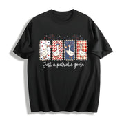 Just a Patriotic Goose Cotton T-Shirt in Black