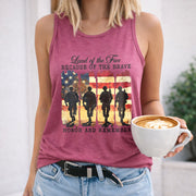 Land of the Free Because of the Brave Women's Color Cotton Tank Top in Red