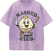 Mashed Potatoes Club: Retro Potato Mascot Vintage Washed T-Shirt in Purple
