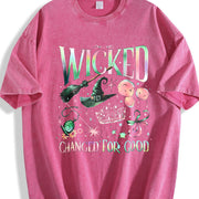 Wizard Movie Fan Wicked Changed For Good vintage washed oversized T-shirt in Red