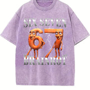 100 Percent Humorous Italian Brainrot Tung Sahur Six vintage washed oversized T-shirt in Purple