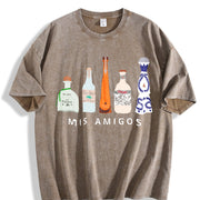 Mis Amigos Tequila Vintage Washed T-Shirt in Brown