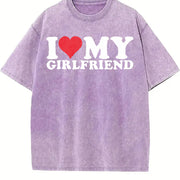 I Love My Girlfriend Vintage Washed T-Shirt in Purple