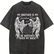 My Brother Is My Guardian Angel Vintage Washed T-Shirt in Black