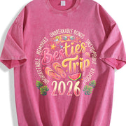 Besties Trip 2026 Vintage Washed T-Shirt in Red