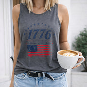 The Land of the Free Women's Color Cotton Tank Top in Gray