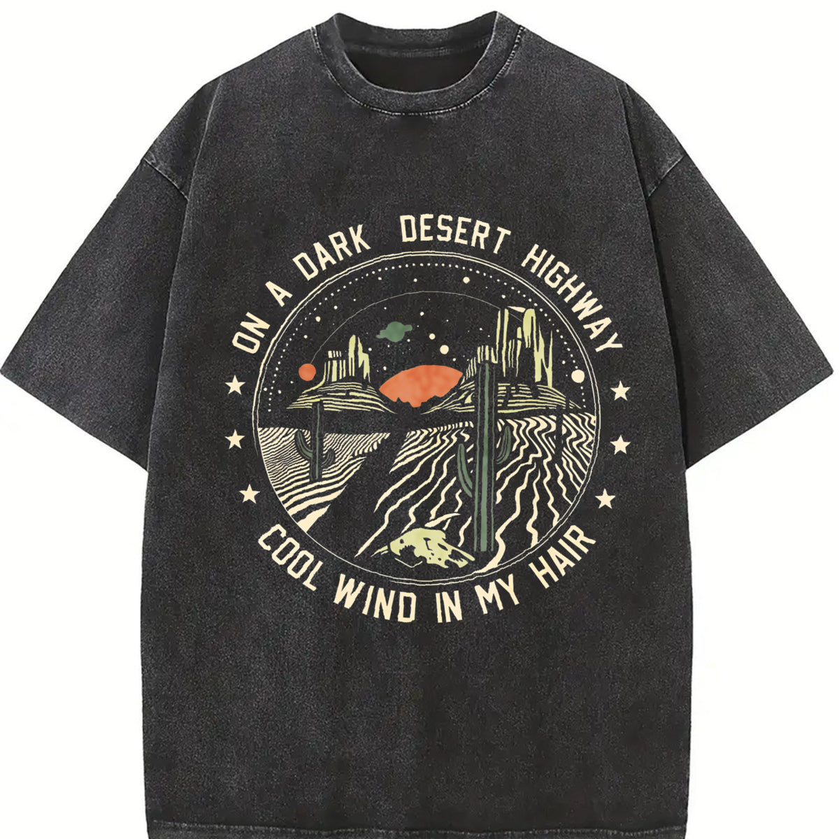 Howell the Best Choice for Spring Vintage Washed T-Shirt in Black