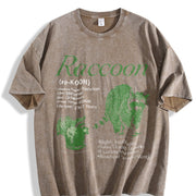 Raccoon Infographic Vintage Washed T-Shirt in Brown