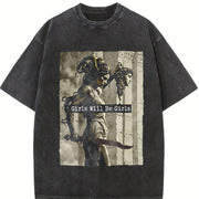 Girls Will Be Girls Vintage Washed T-Shirt in Black