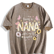 Bohemian Nana Floral Vintage Washed T-Shirt in Brown