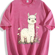 Camel Fashionable Vintage Washed T-Shirt in Red