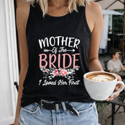 Mother of the Bride I Loved First Crew-neck Sleeveless Women's Color Cotton Tank Top in Black
