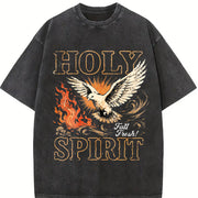 Holy Spirit Fall Fresh Christian Faith Dove Flame Vintage Washed T-Shirt in Black