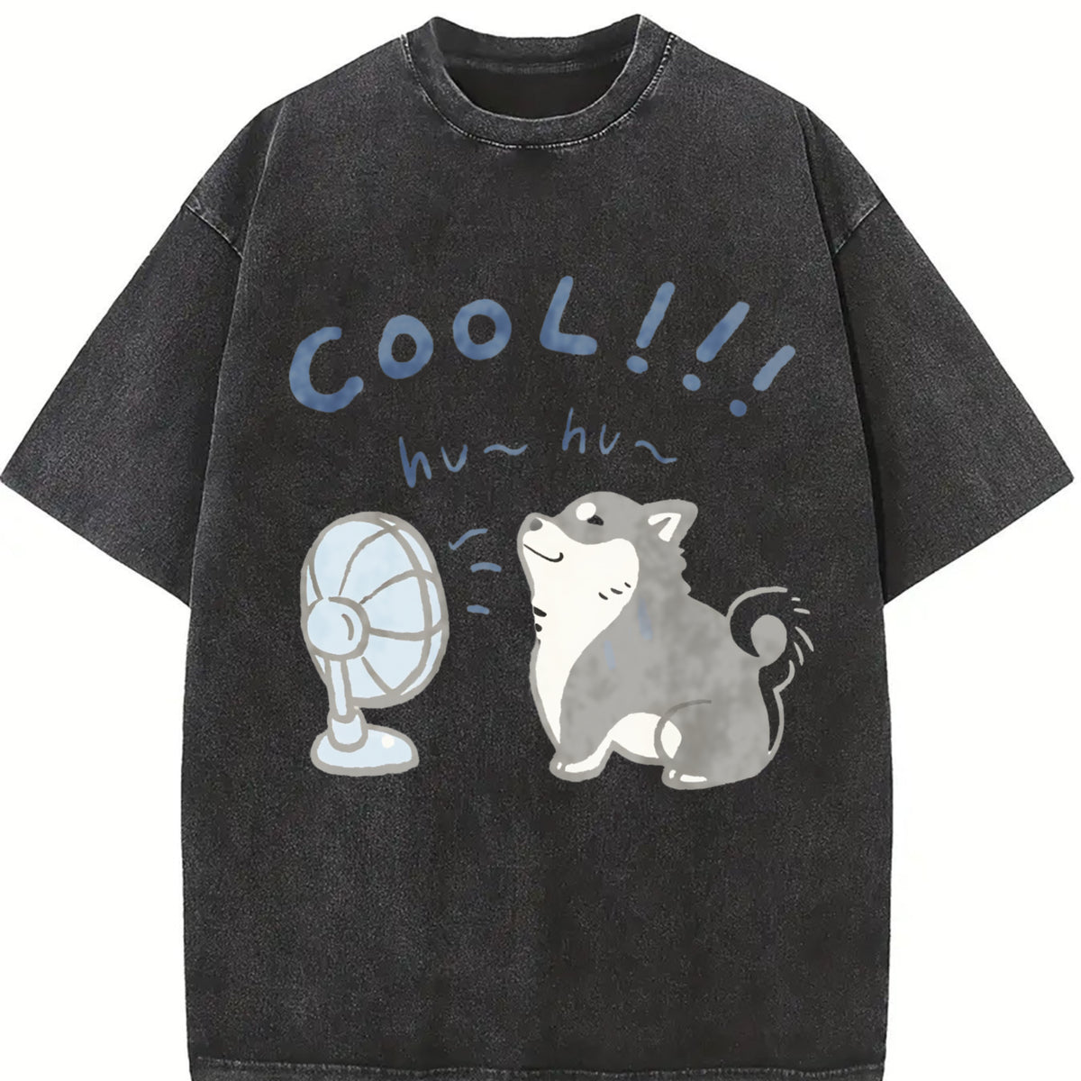 1 Pcs Heavy Adorable Vintage Washed T-Shirt in Black