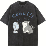 1 Pcs Heavy Adorable Vintage Washed T-Shirt in Black