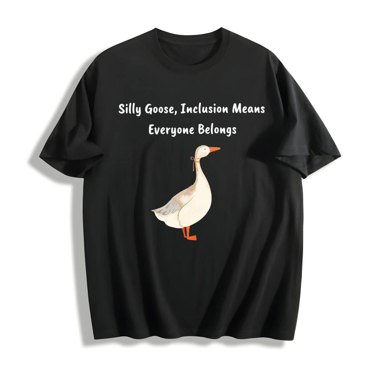 Goose Inclusion Everyone Belongs for Teachers Cotton T-Shirt in Black