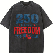 250 Years of Freedom: USA 1776–2026 Patriotic Independence Vintage Washed T-Shirt in Black