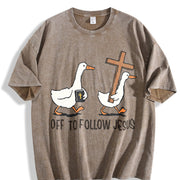 Christianity Silly Goose Vintage Washed T-Shirt in Brown