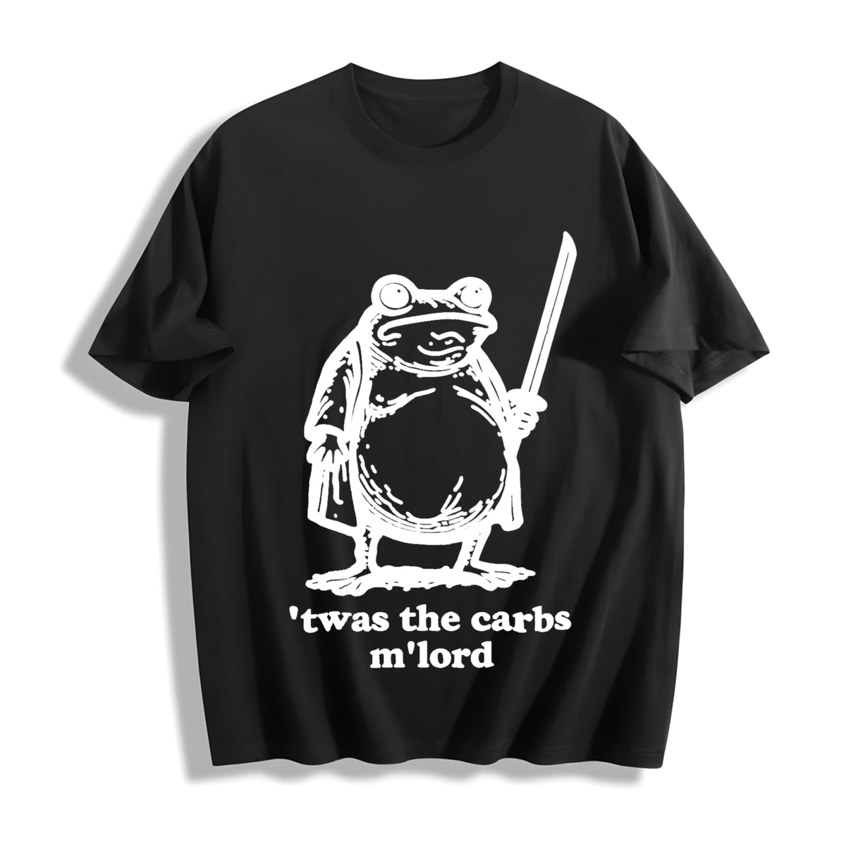 Fat Samurai Frog Cotton T-Shirt in Black
