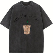 Coffee Iced Coffee Lover Vintage Washed T-Shirt in Black