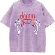 Retro Pure and Fashionable Vintage Washed T-Shirt in Purple