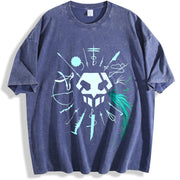 BLEACH Nelliel Tu Odelschwanck Manga Harajuku vintage washed oversized T-shirt in Blue