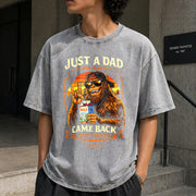 Fathers Day Just a Dad Who Came Back with Milk Vintage Washed T-Shirt in Gray