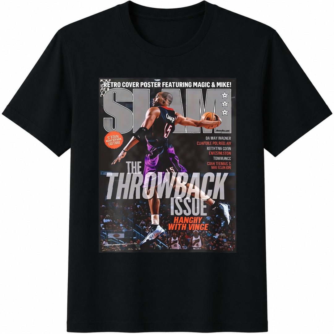 1990s Retro Basketball Cotton T-Shirt in Black