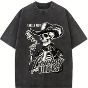 Cowboy Killers Skull Western vintage washed oversized T-shirt in Black