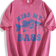 Kiss My Bass Fishing Vintage Washed T-Shirt in Red