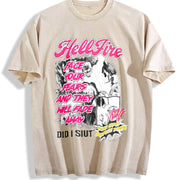 Horror Movie White Comic Vintage Washed T-Shirt in Beige