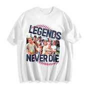 Retro 1990s Sandlot Legends Never Die Cotton T-Shirt in White