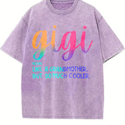 5% Elastane Gigi Alphabet Fit vintage washed oversized T-shirt in Purple