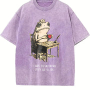 I Have to Say Weird Stuff or I'll Die Frog Vintage Washed T-Shirt in Purple