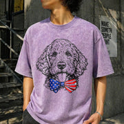 Patriotic Puppy Love Vintage Washed T-Shirt in Purple