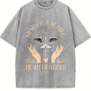 Eagle'S Soul Fourth Wing Dragon Knight Basgat War Academy vintage washed oversized T-shirt in Gray