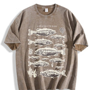 Largemouth Bass Fish 90s Vintage Washed T-Shirt in Brown