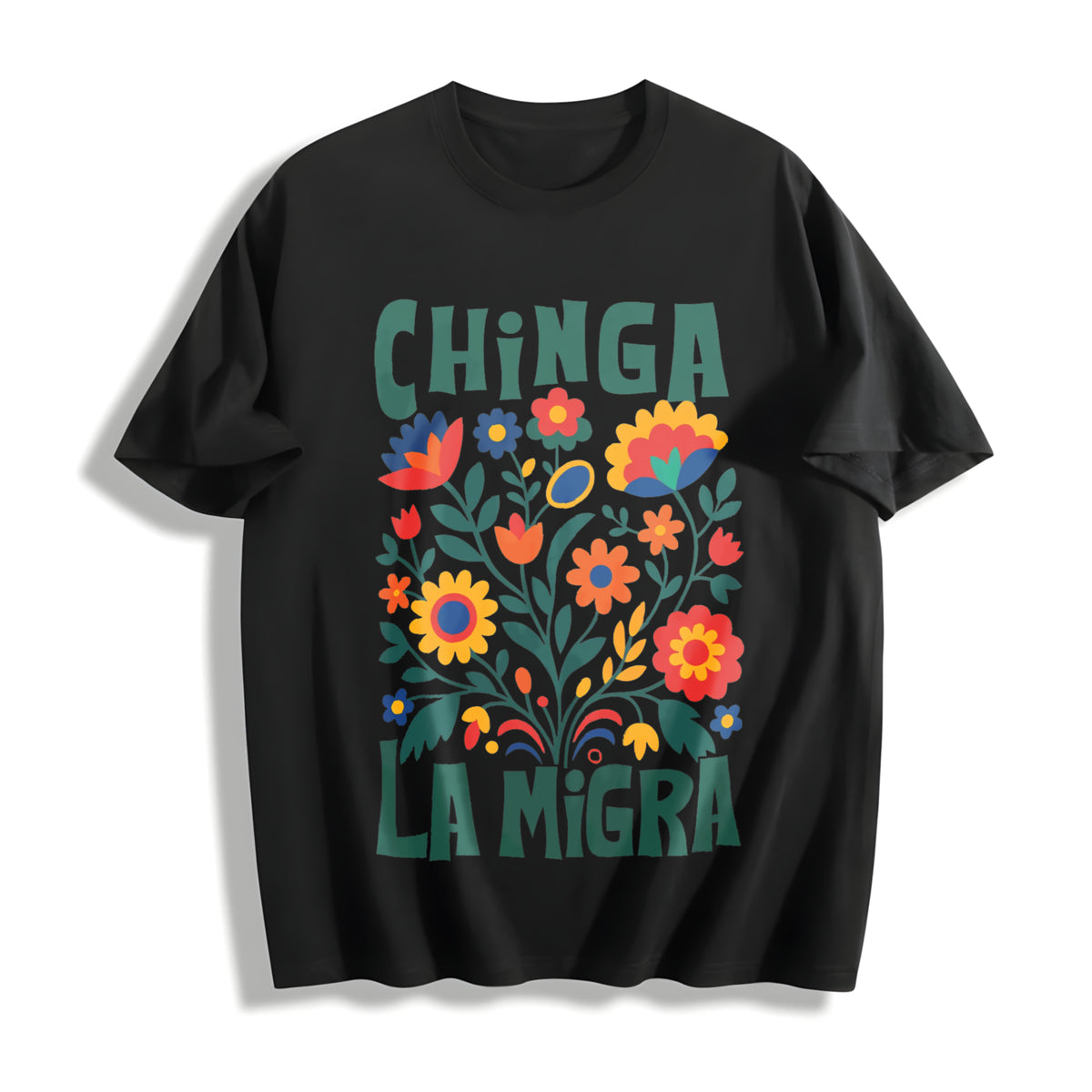 Chinga La Migra Abolish Ice Protest Cotton T-Shirt in Black
