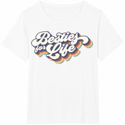 Besties for Life Retro: BFF Matching Cotton T-Shirt in White
