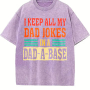 I Keep All My Dad Jokes in a Dad-a-base Vintage Washed T-Shirt in Purple