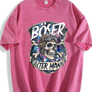 Boxer Skull Vintage Washed T-Shirt in Red