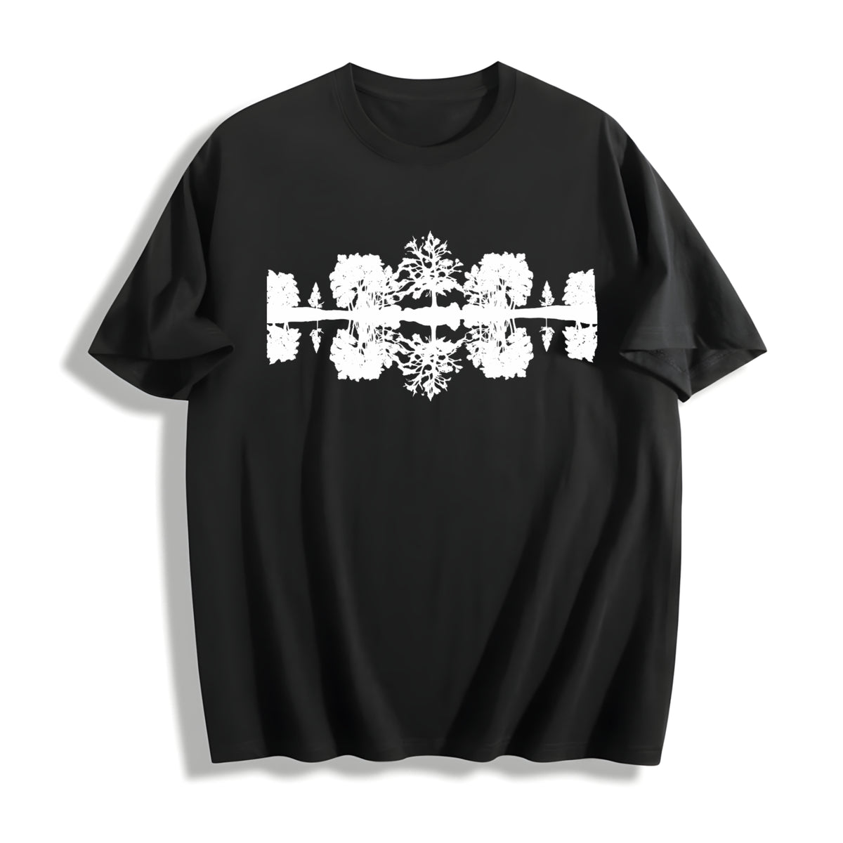 Reflection Tree Cotton T-Shirt in Black